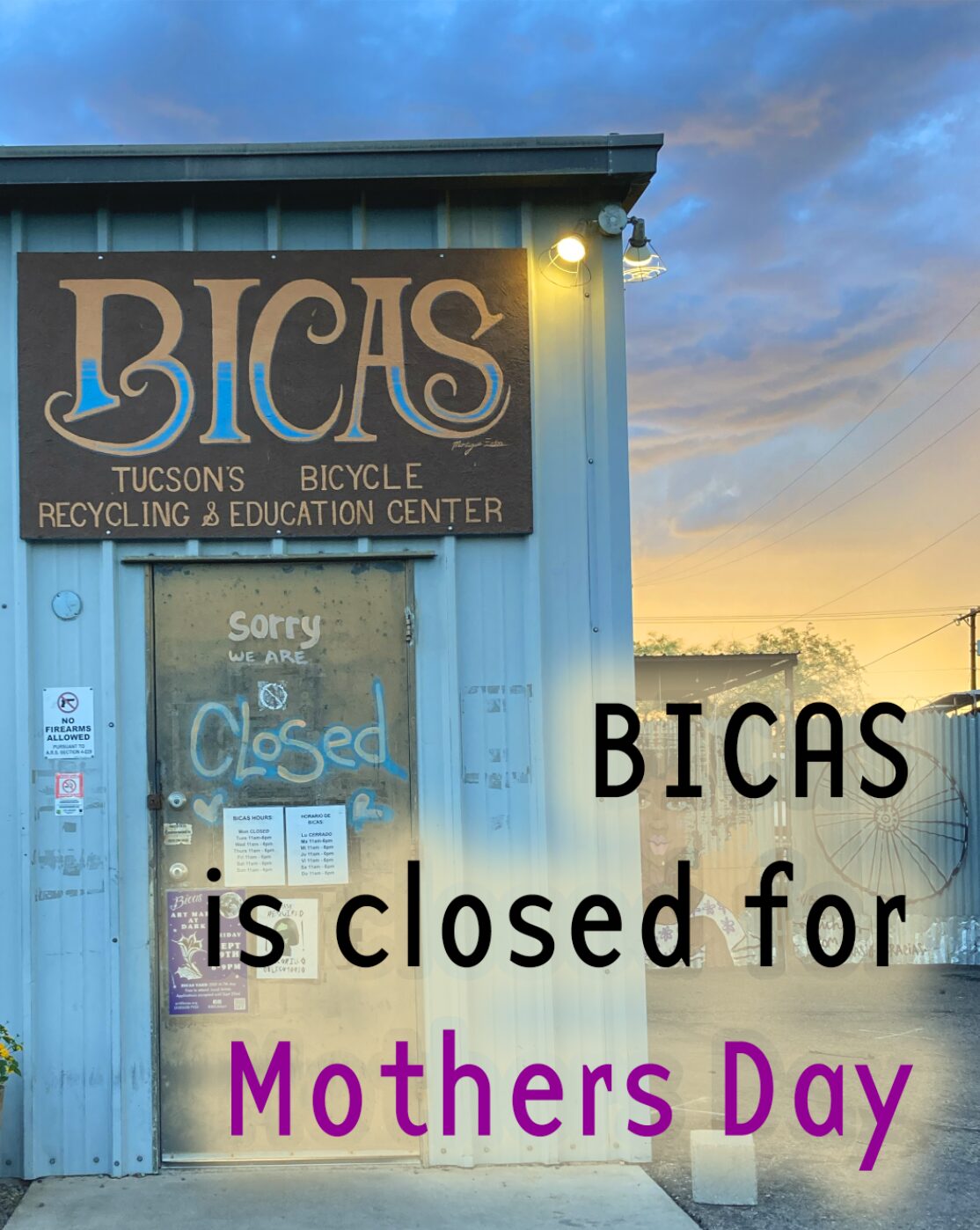 BICAS is closed for Mothers Day